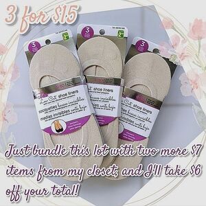 Lot of 3 | NWT Comfy Toes Low Cut Shoe Liners 3-Packs